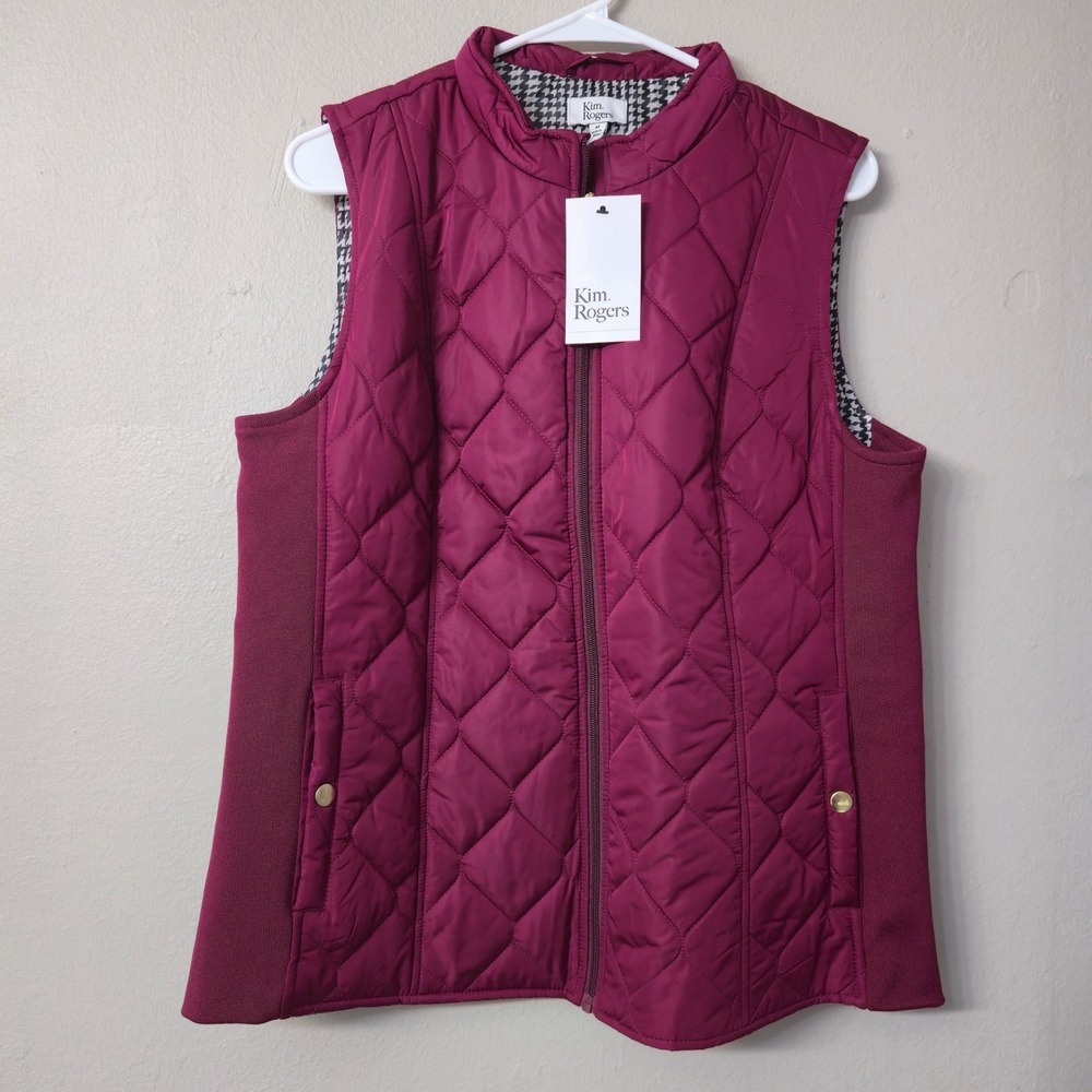 Kim Rogers Sangria Core Vest Quilted Lightweight Stretch Sides Medium NWT